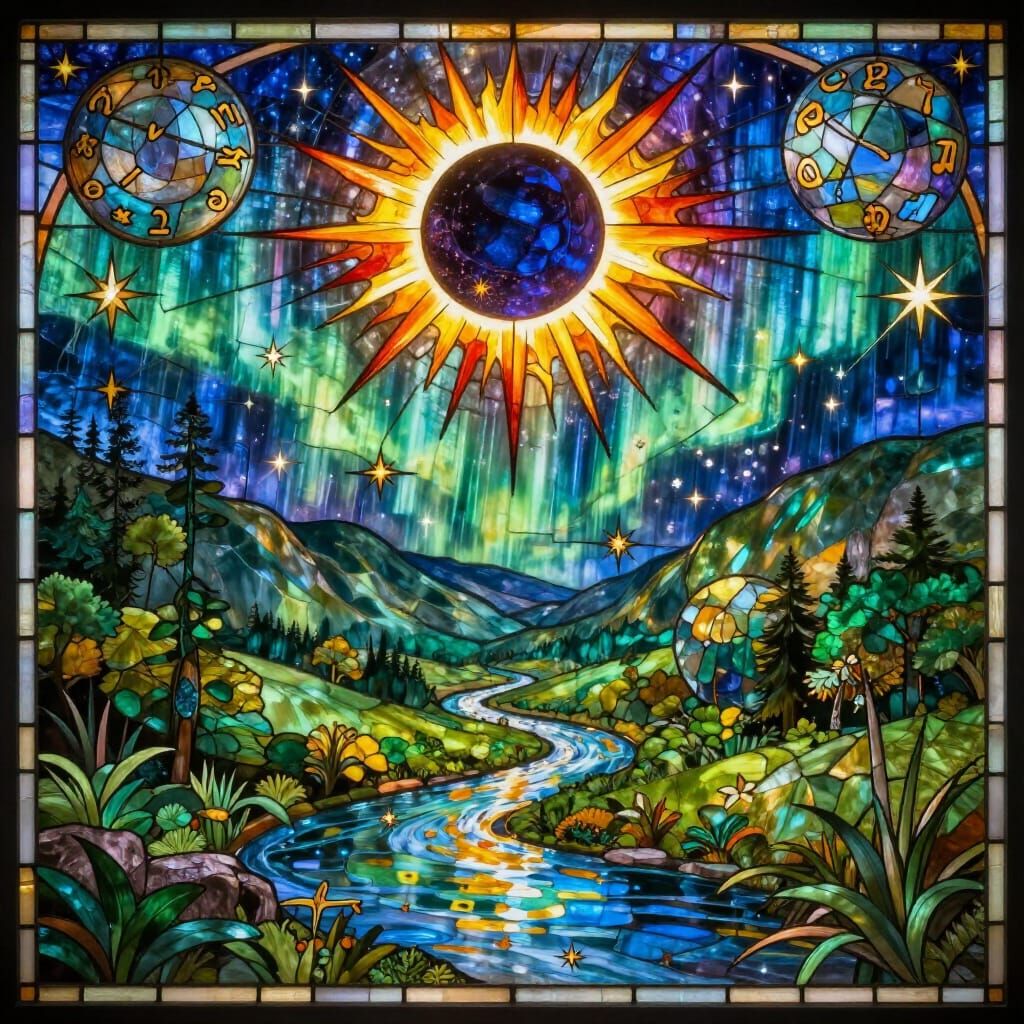 Stained Glass Valley Under Eclipsed Sun