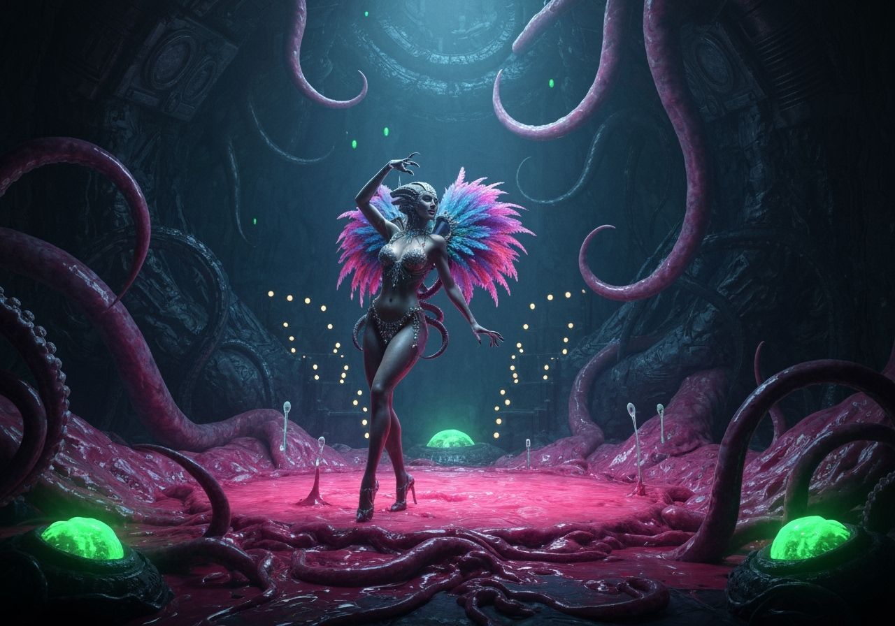 Alien Showgirl Cabaret in Biomechanical Setting