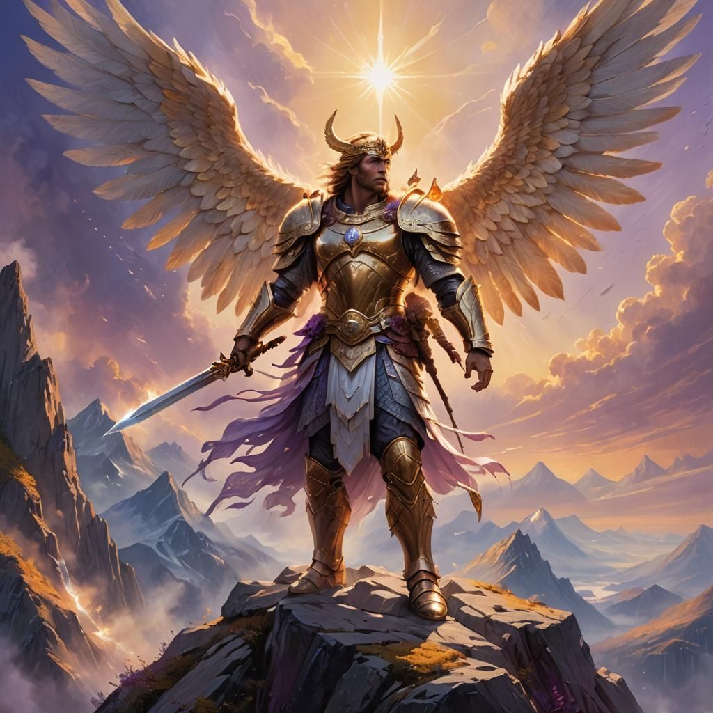 Angelic Warrior in Golden Light: Fantasy Art