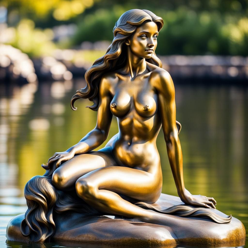 The Little Mermaid Statue in Gold and Bronze