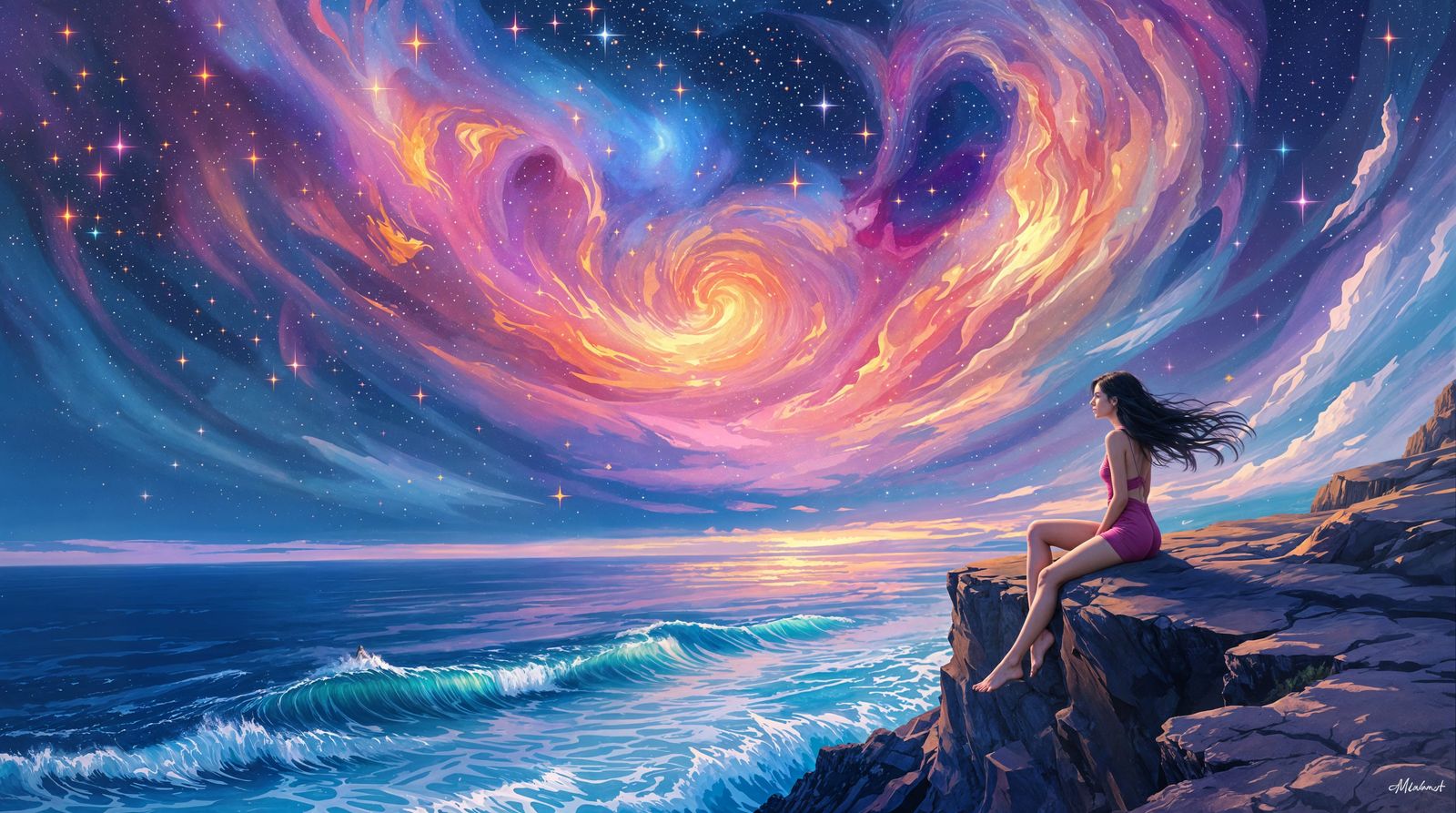 Whimsical Cosmic Shoreline Visionary