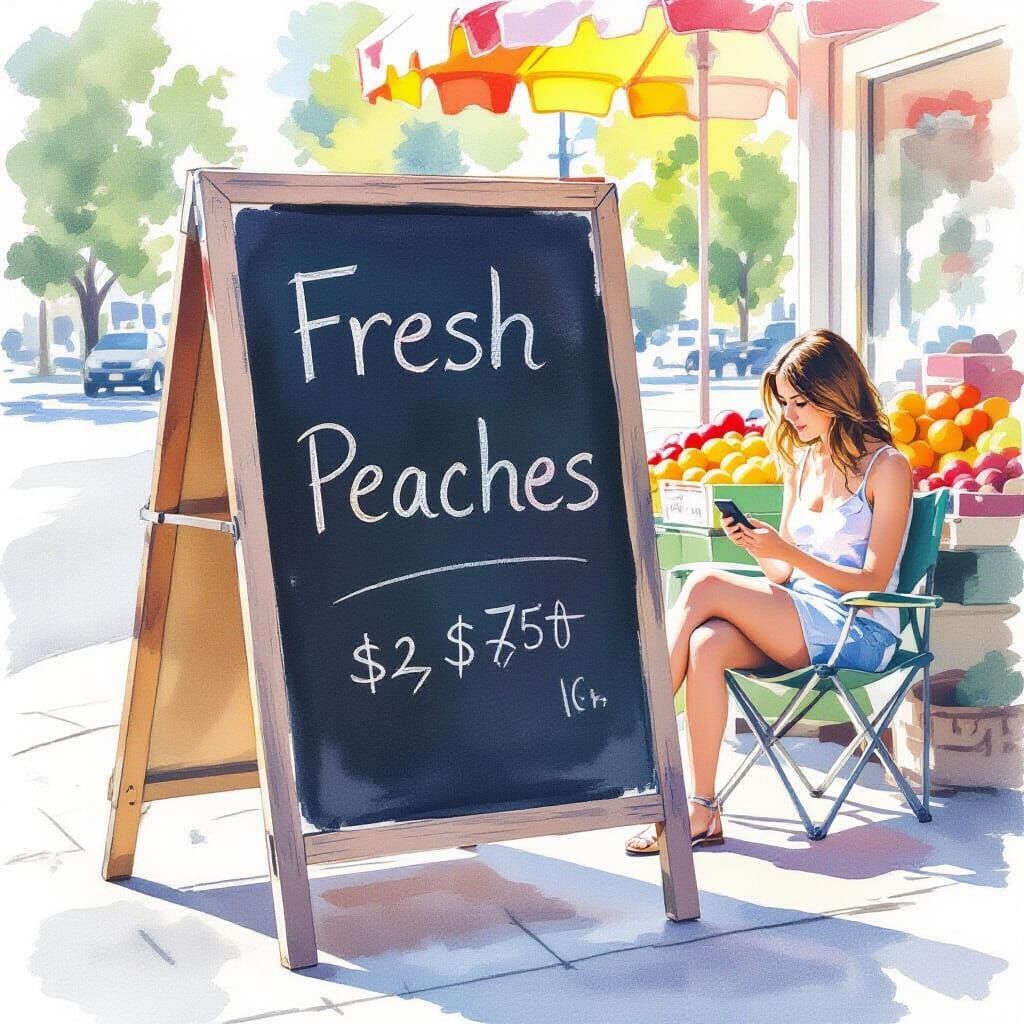 Fresh Peaches at a Roadside Fruit Stand