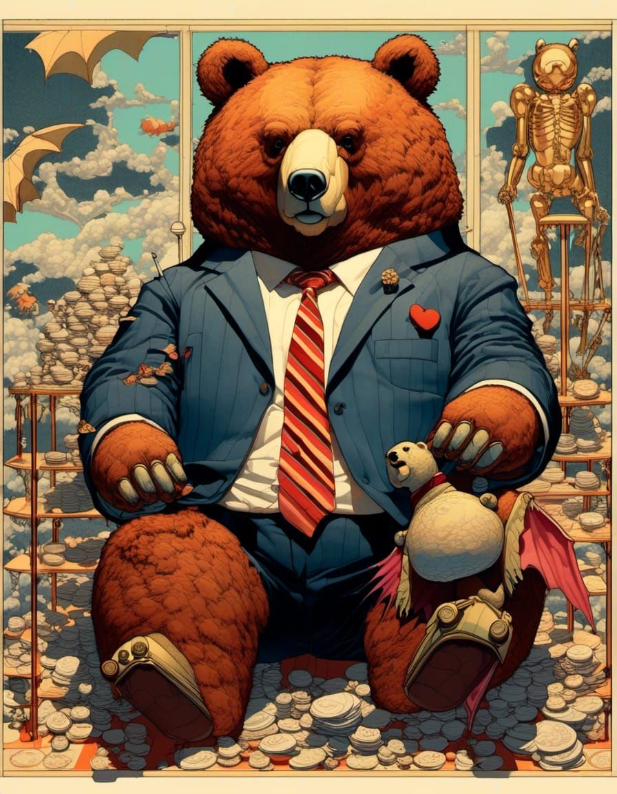 Adorable Pixel Art Bear in Synthwave Style