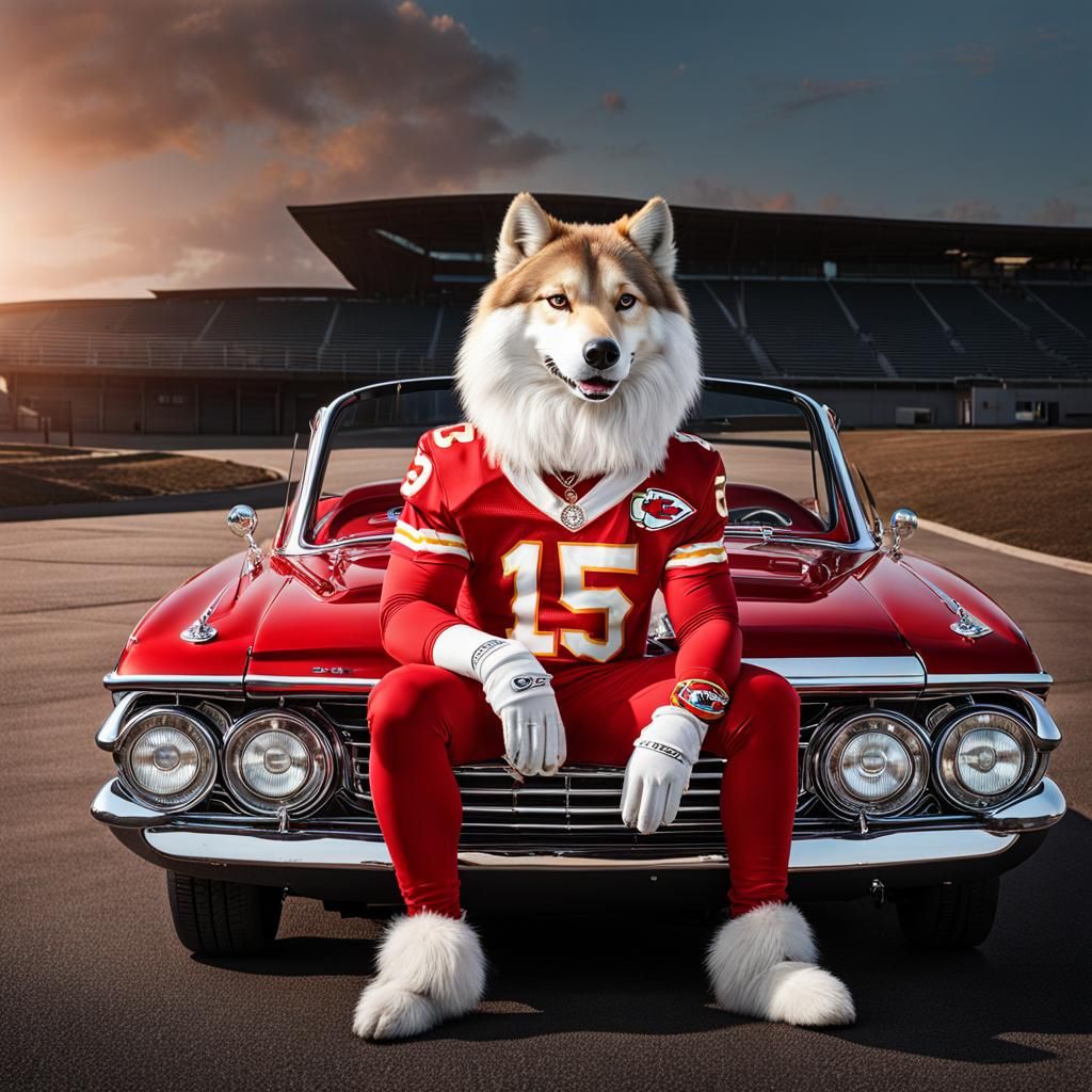 KC Wolf: Hyperrealistic Photo of Chiefs Mascot