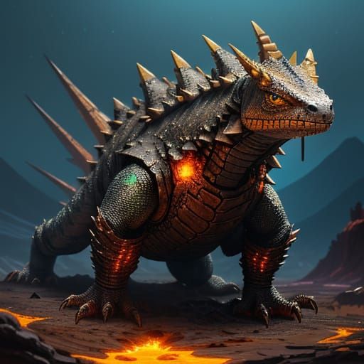 Fantasy Creature with Volcanic Appearance