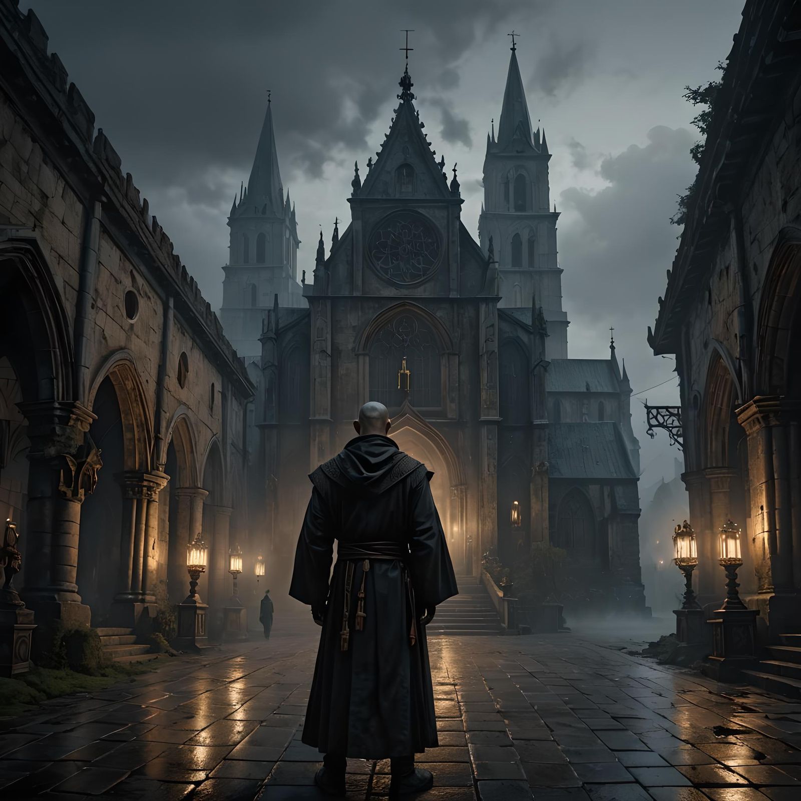 Corrupted Monk in Barovia: Dark Fantasy Concept Art