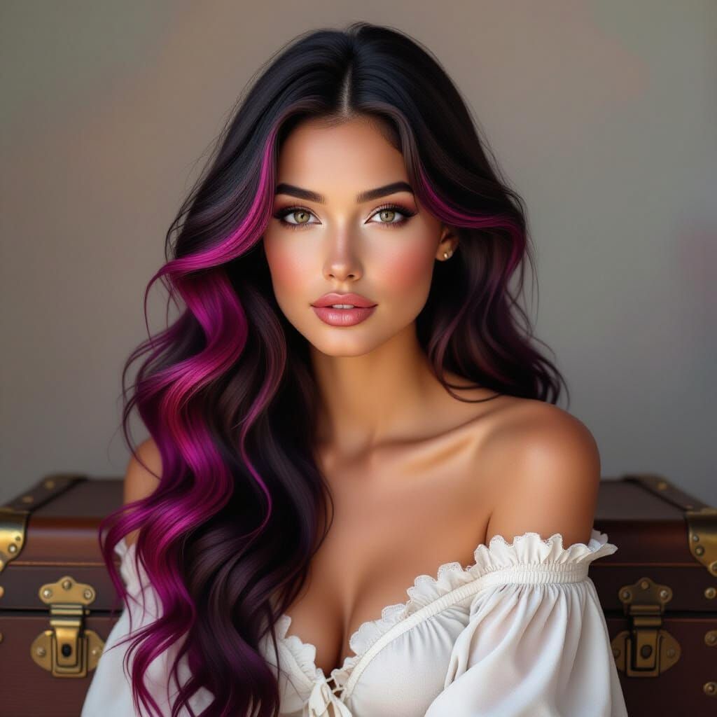 Ethereal Portrait of Woman with Pink Highlights