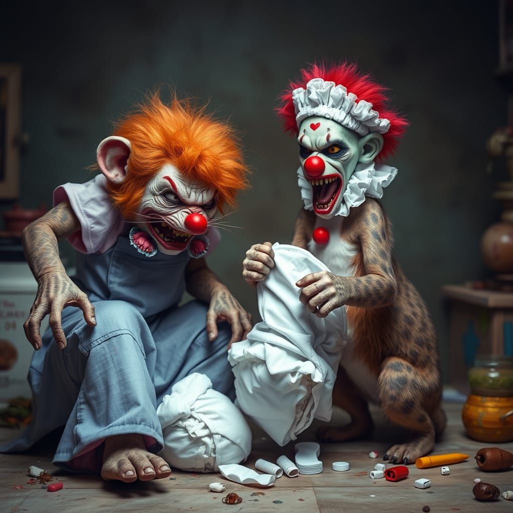 Furious Feline and Canine Creature Monster in Despairing Dia...