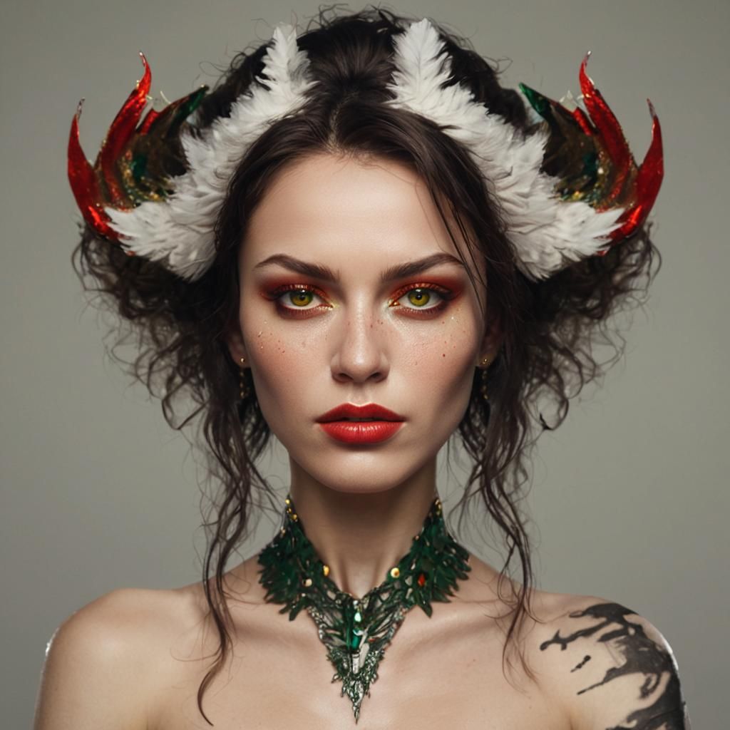 Cinematic Portrait with Gold Jewelry in Baroque Style