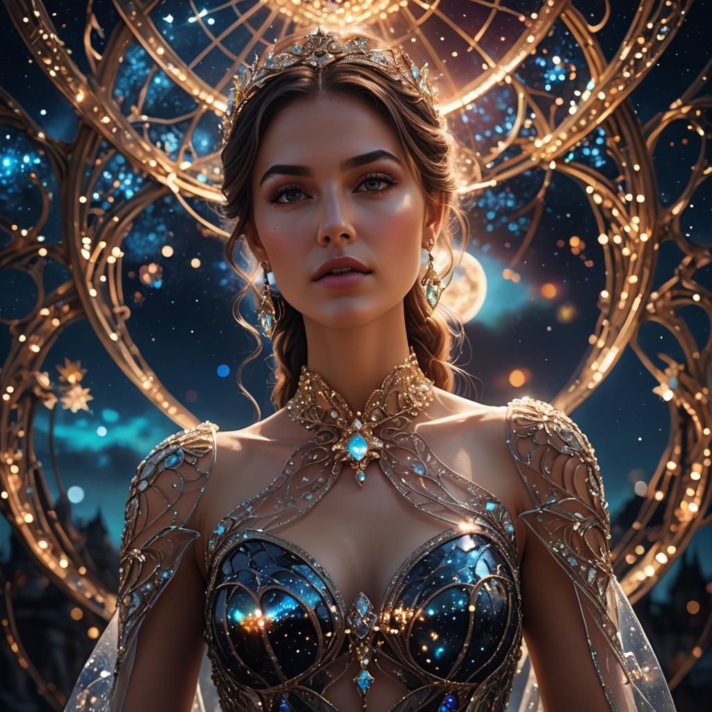 Illuminated Beauty in a Glass Gown