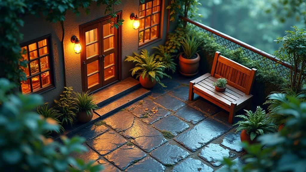 Sci-Fi Monster House Patio in 3D Isometric View