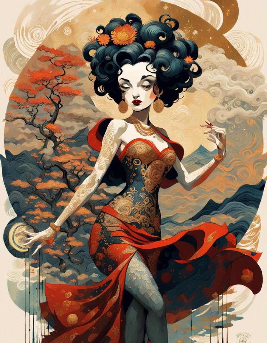 Betty Boop on Stage: Hypermaximalist Fantasy Illustration