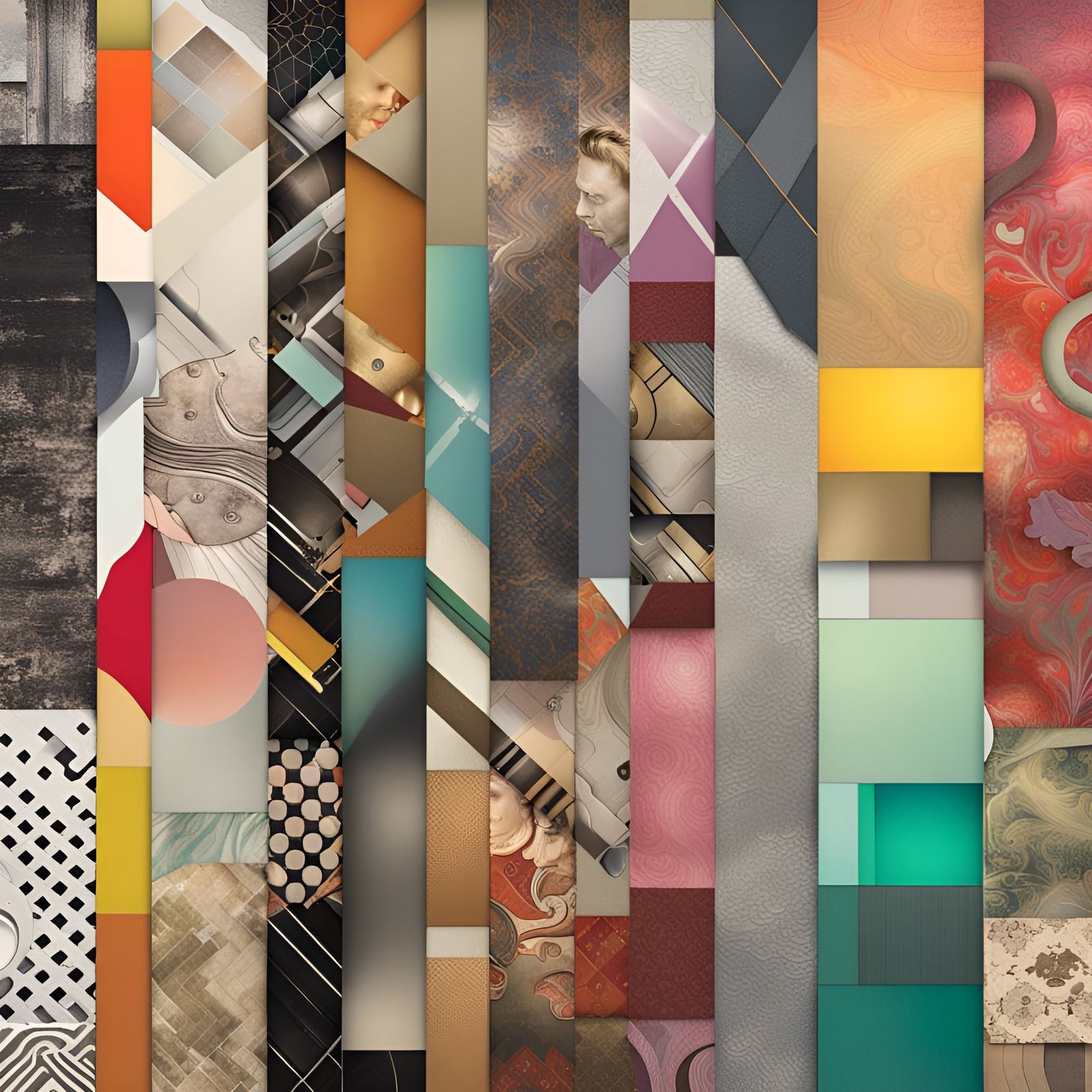 Colorful Wallpaper Collage in Mixed-Media Style