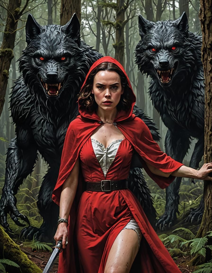 Red Riding Hood Pin-Up in Dark Forest