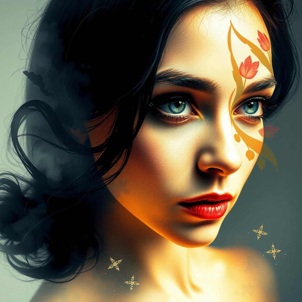 Ethereal Watercolor Portrait in Soft Light