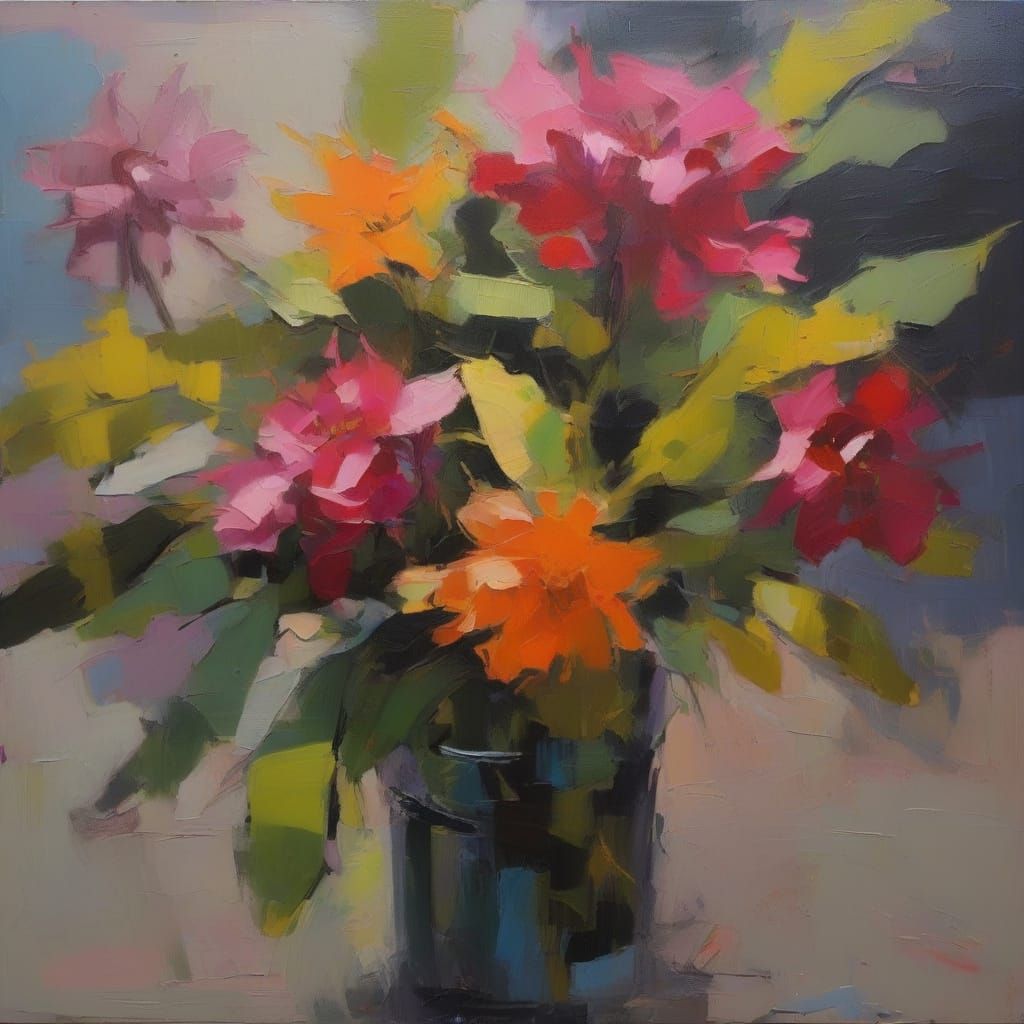 Modern Abstract Floral in Neon Hues