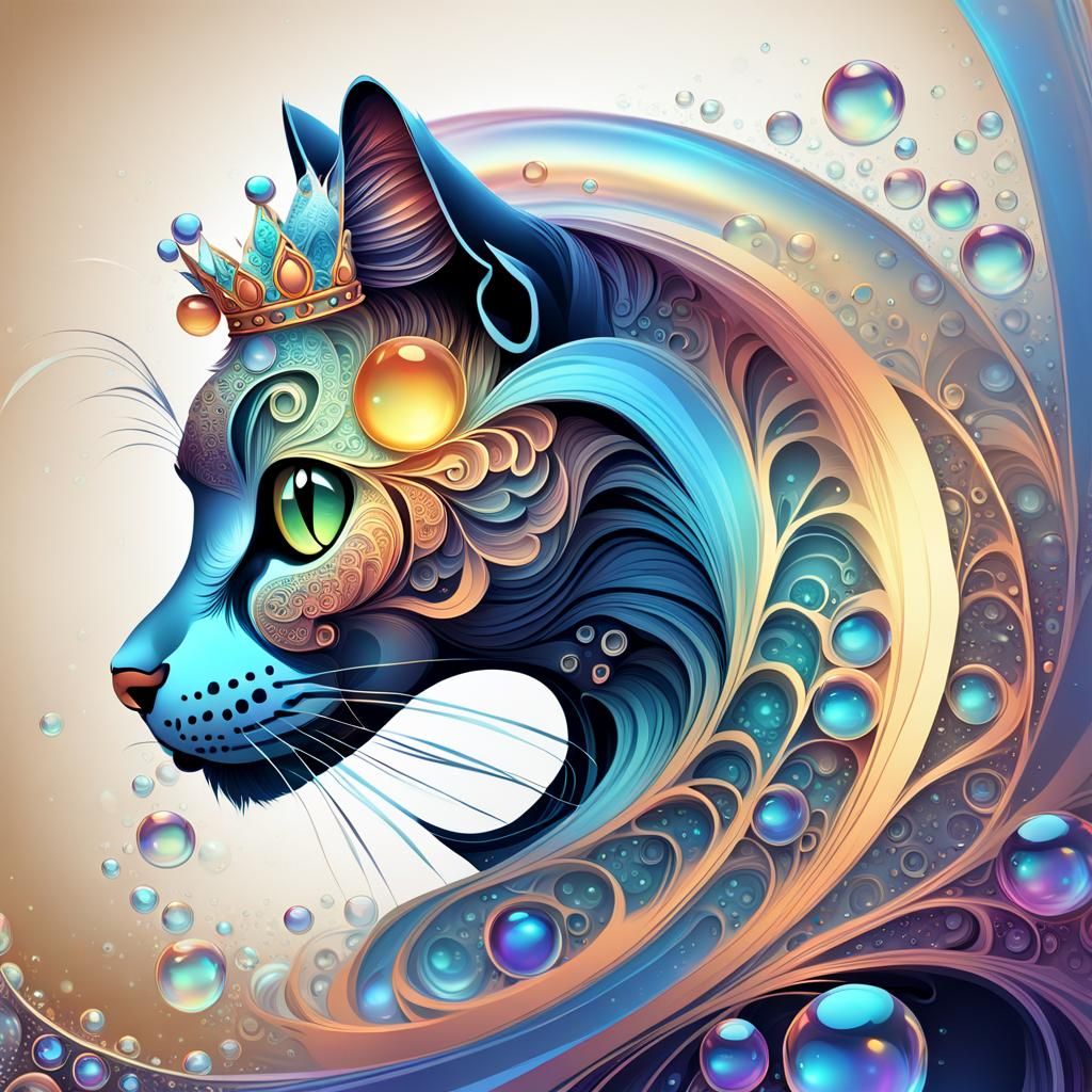 Regal Cat in Bubble Bath: Abstract Vector Fractal