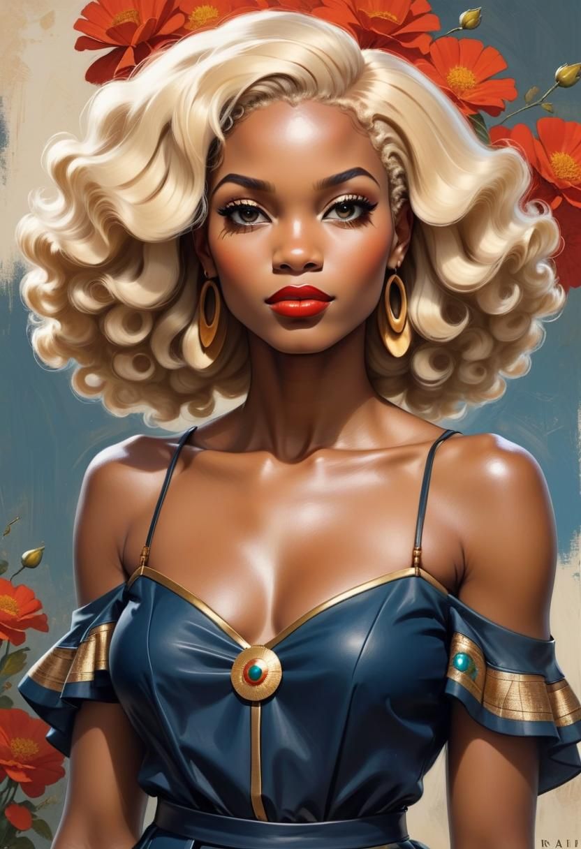 Elegant African-American Woman with Blonde Hair