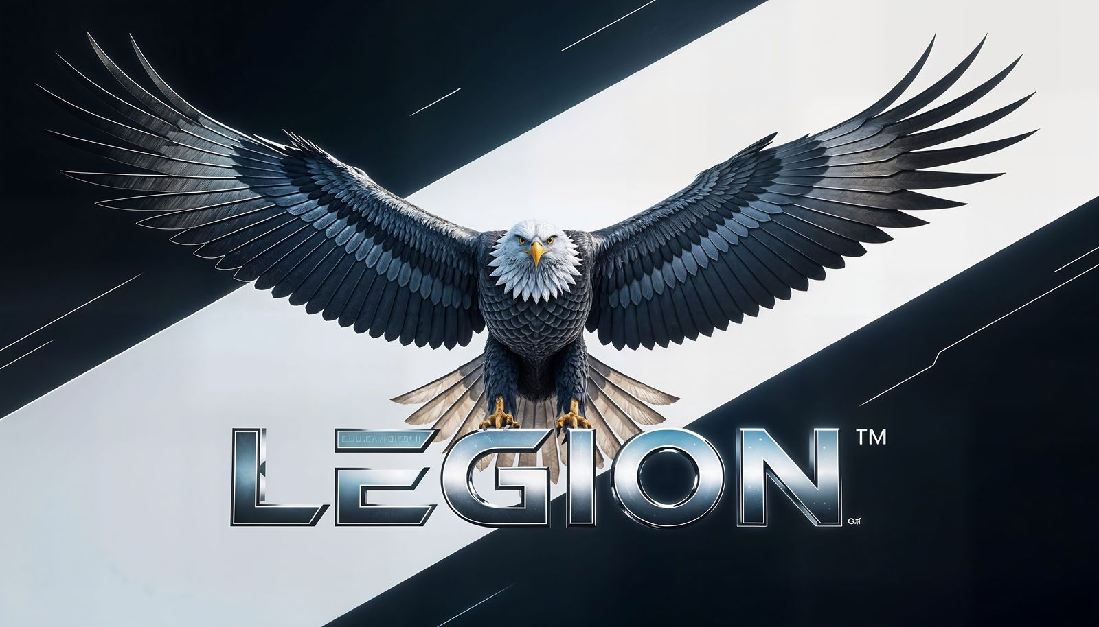 Armored Eagle with Legion Logo on Dark Background