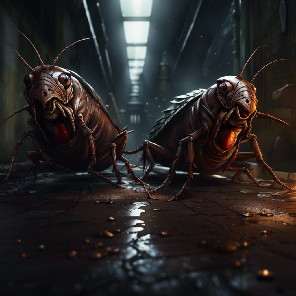 Giant Cockroaches Emerge: Dark Fantasy Concept Art