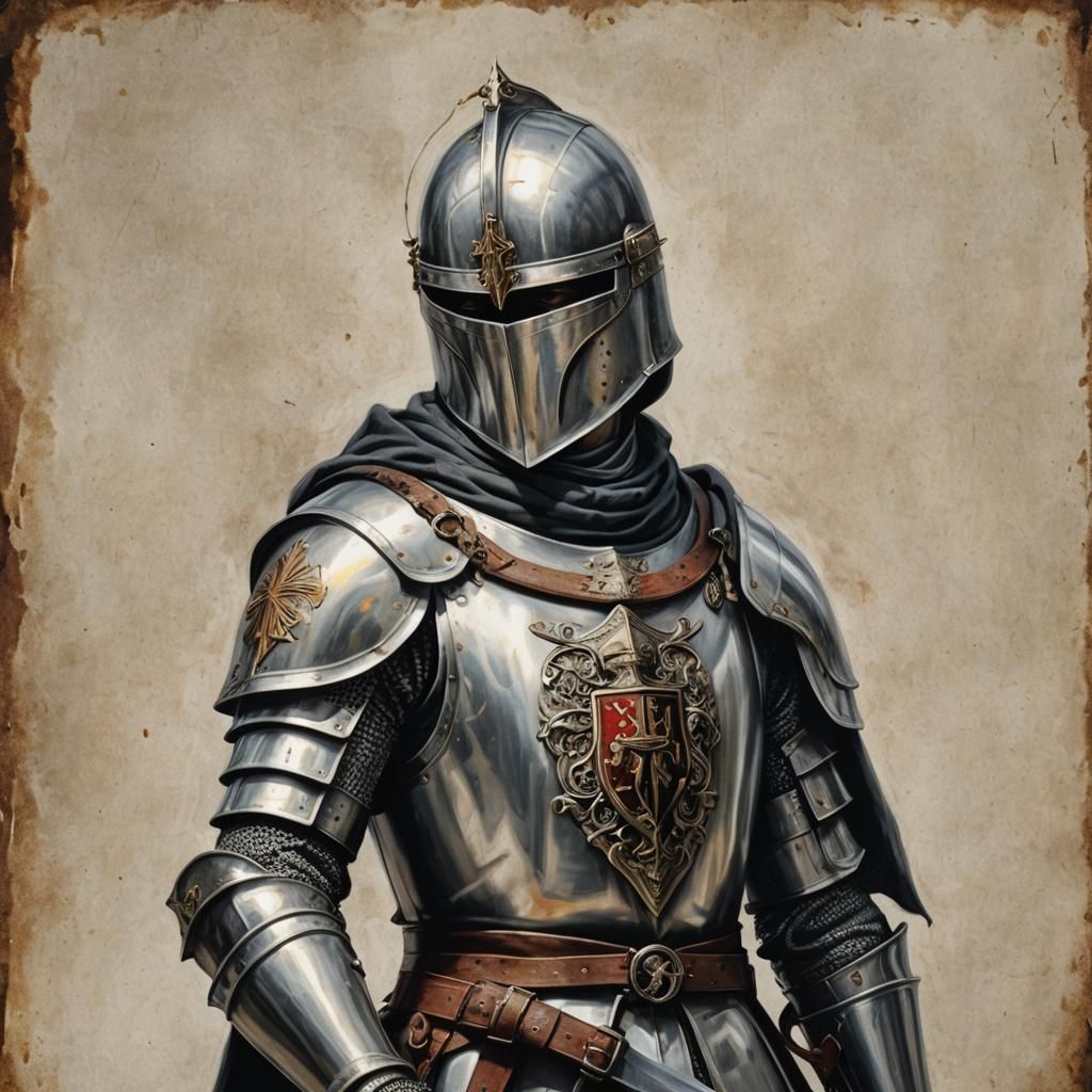 Hyperrealistic Templar Knight Necklace Fashion Illustration