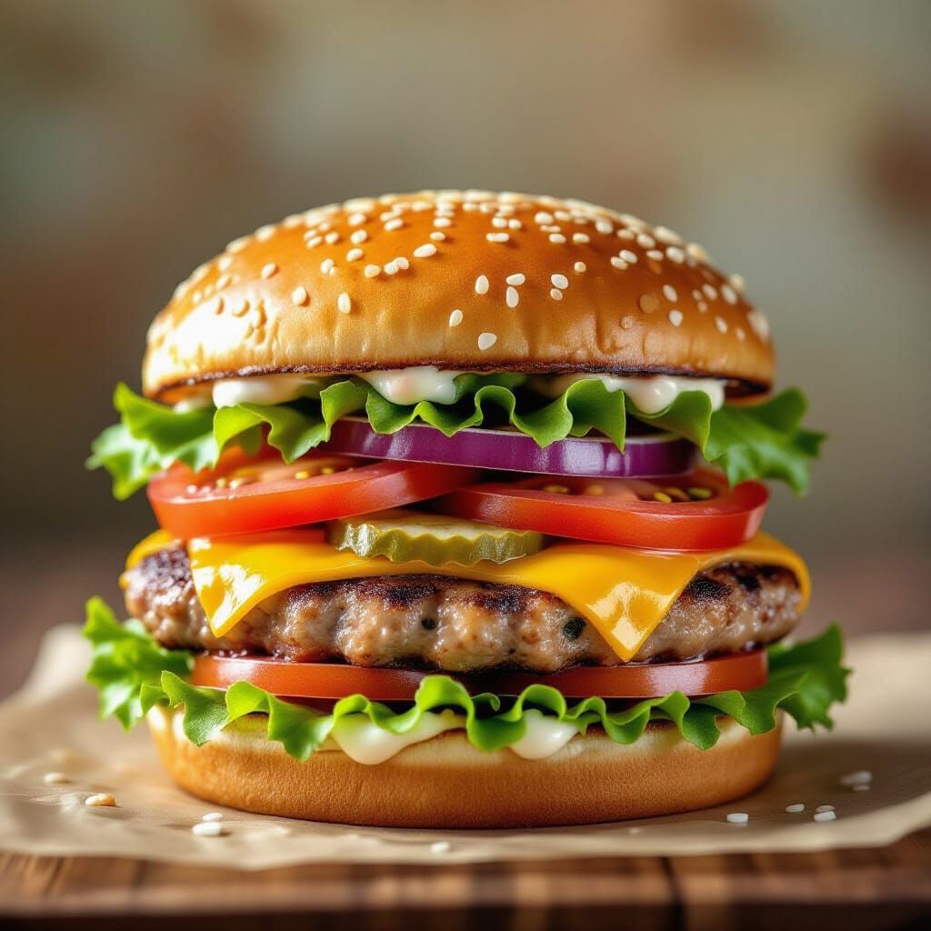 Appetizing Chicken Burger Food Wallpaper