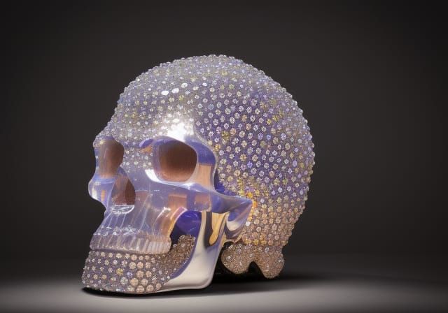 Sparkling Crystal Skull with Glittering Stones
