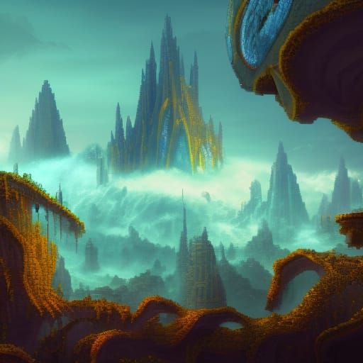 Pixel Computer Screen in Detailed Matte Painting