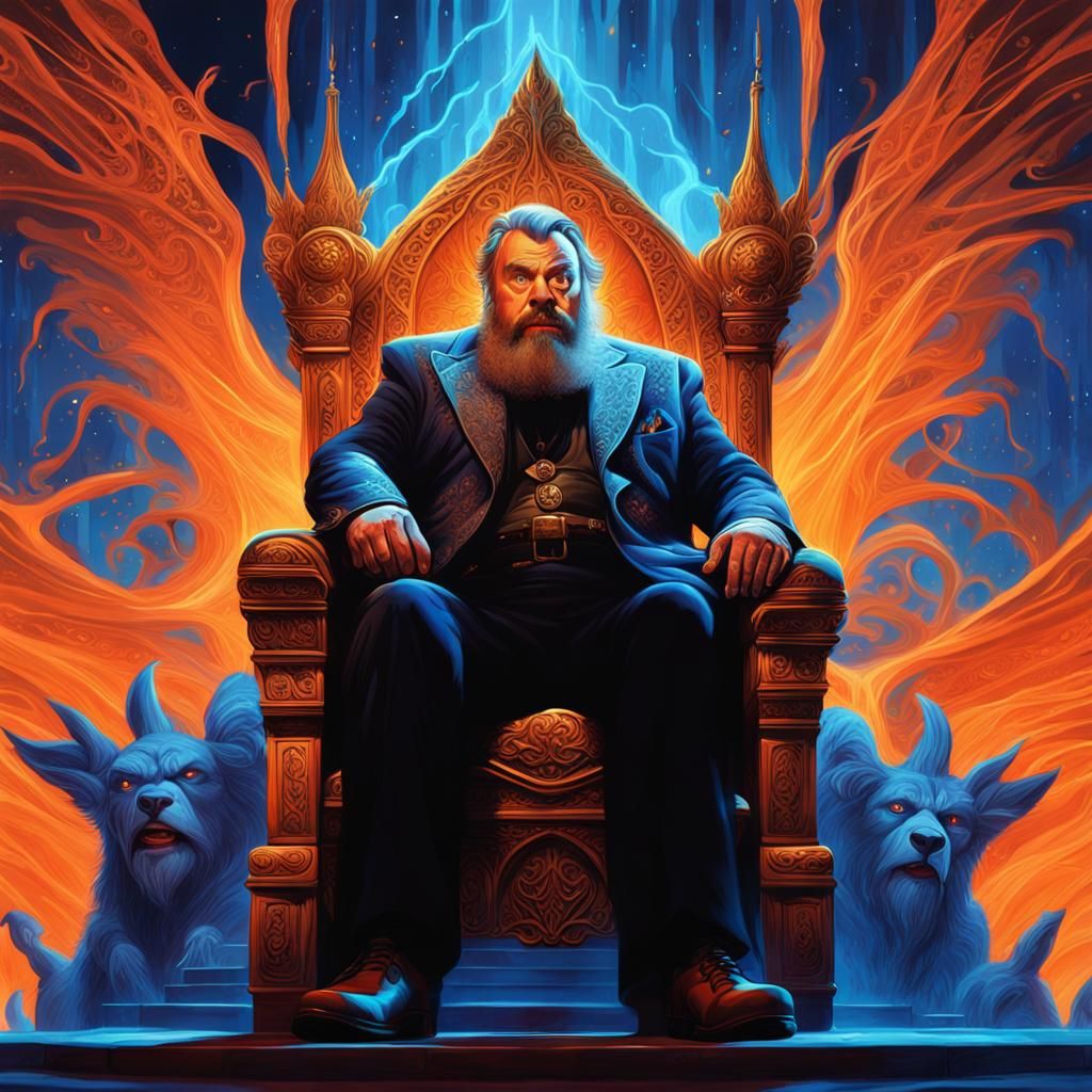 Brian Blessed on Throne in Dreamworld Concept Art
