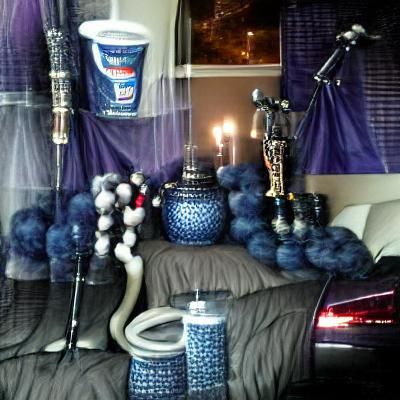 Hookah Scene with Candles and Beaded Curtain