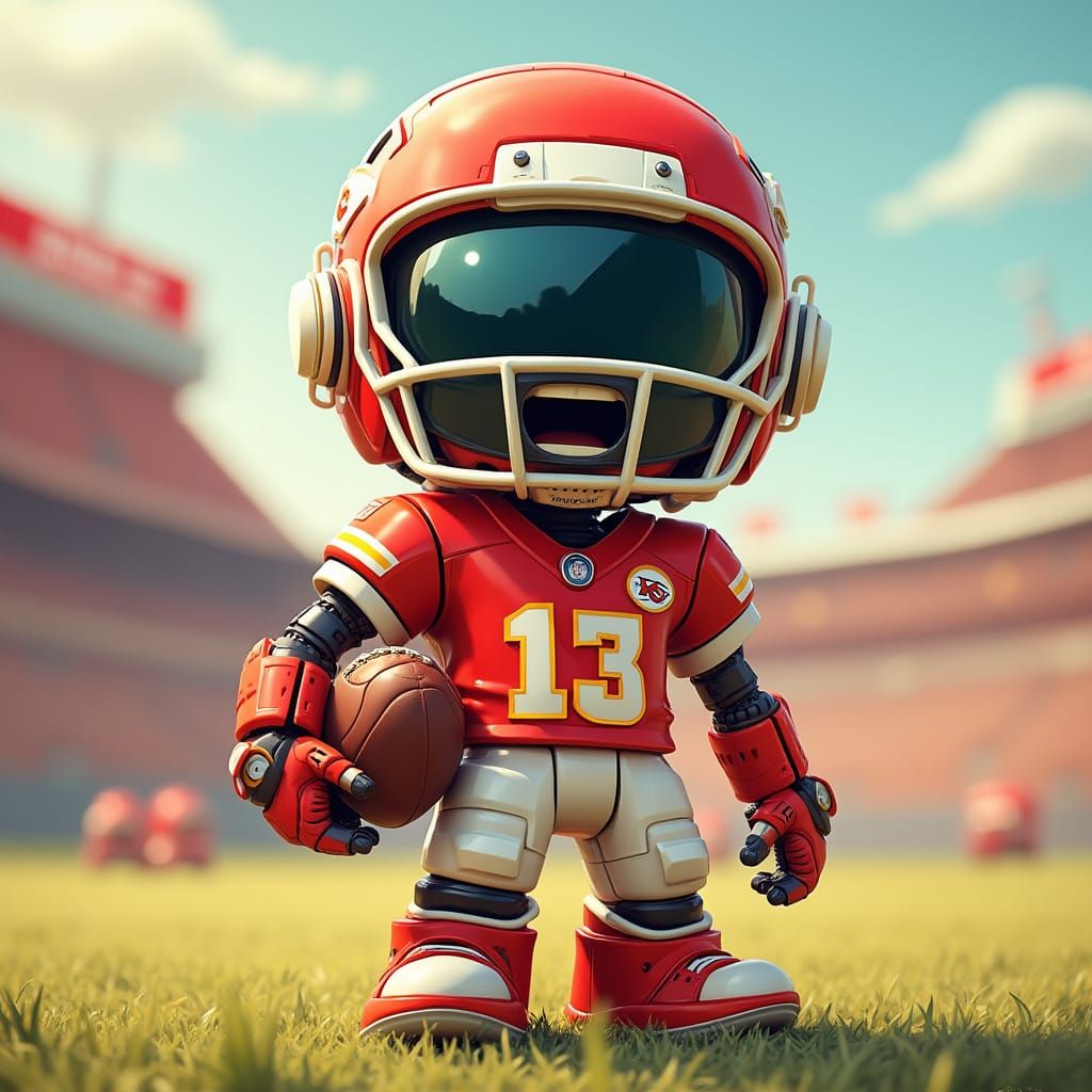 Robot Boy in Chiefs Jersey with Football
