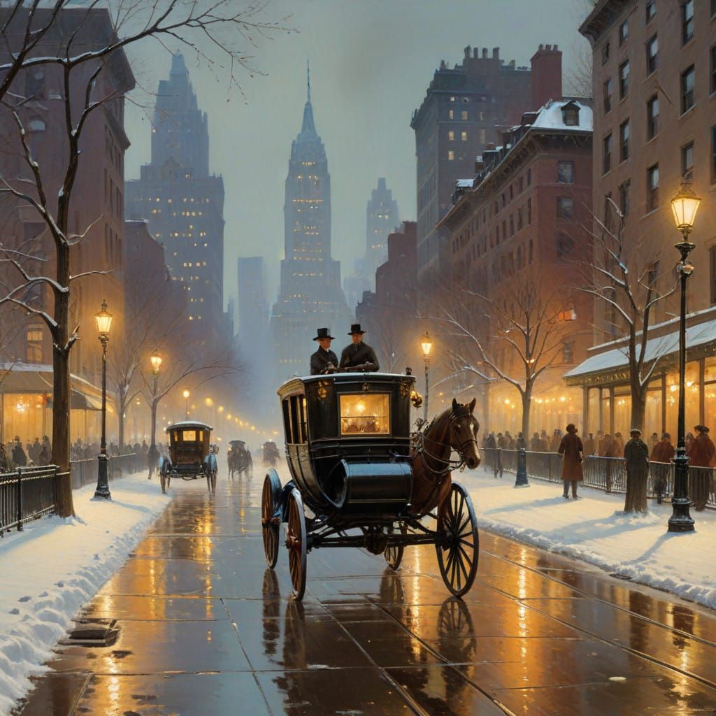 Festive Christmas Scene in Vintage New York Style