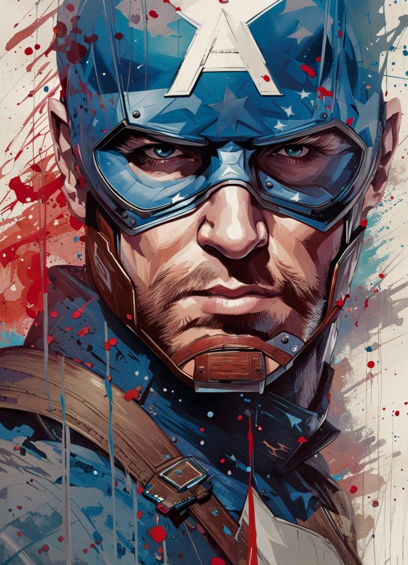 Captain America Portrait in Fantasy Art Style