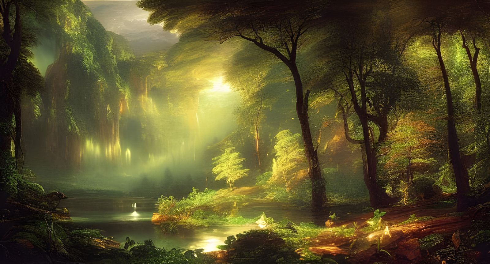Lush Night Forest in Hyperrealistic Style