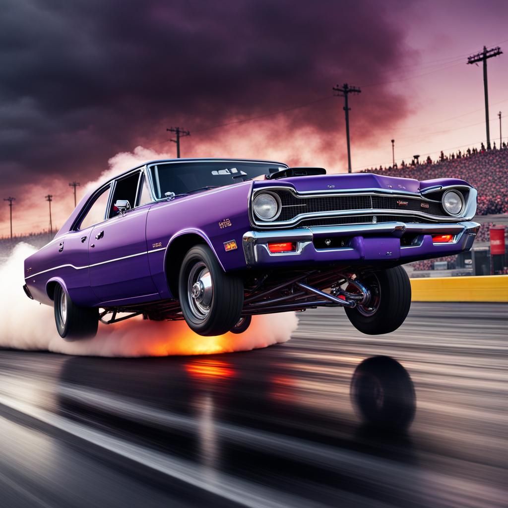 Dodge Dart Wheelie Drag Race: Digital Matte Painting