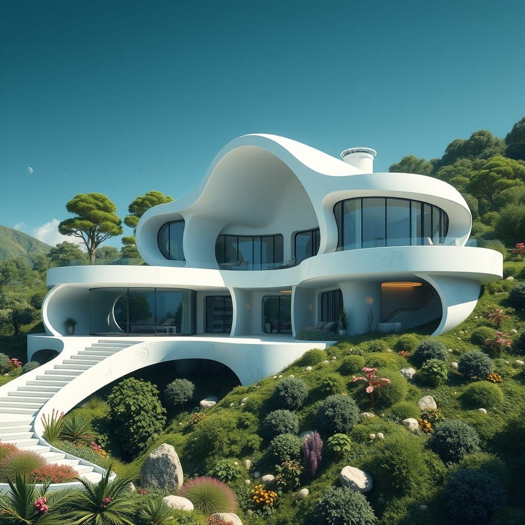 Surreal Modern Home Blends into the Landscape in Cyberpunk S...