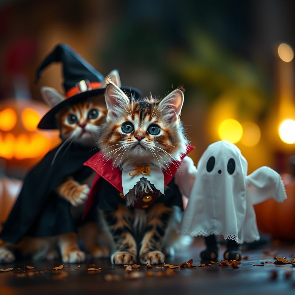 Whimsical Cats in Adorable Halloween Costumes