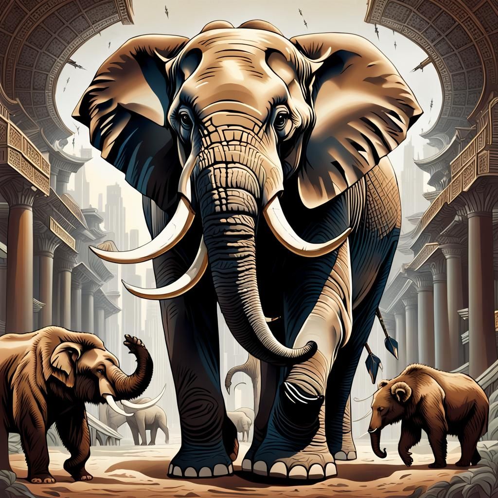 Elephant Balances Bear and Bull Amidst Forex Arrows