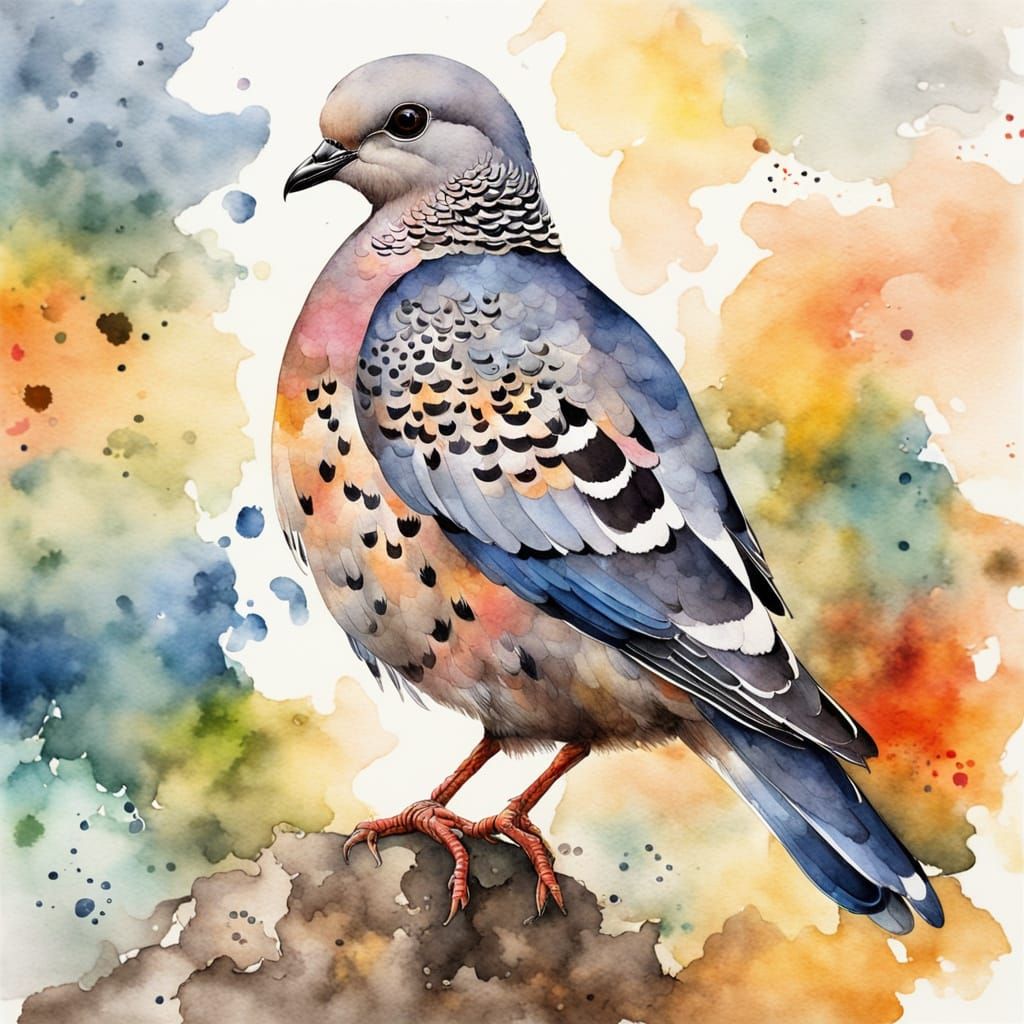 Watercolor Spotted Dove in Vibrant Colors