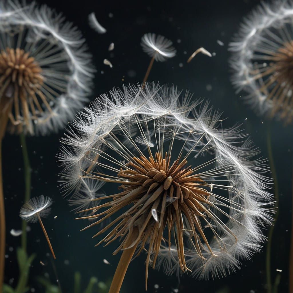 Dazzling Dandelion Seeds Dance in Whirling Vortex
