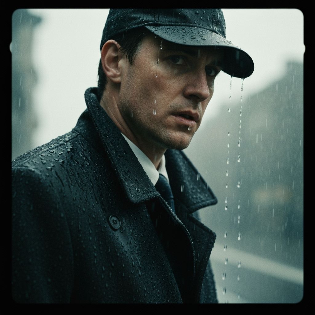 Rainy City Detective in Film Noir Style