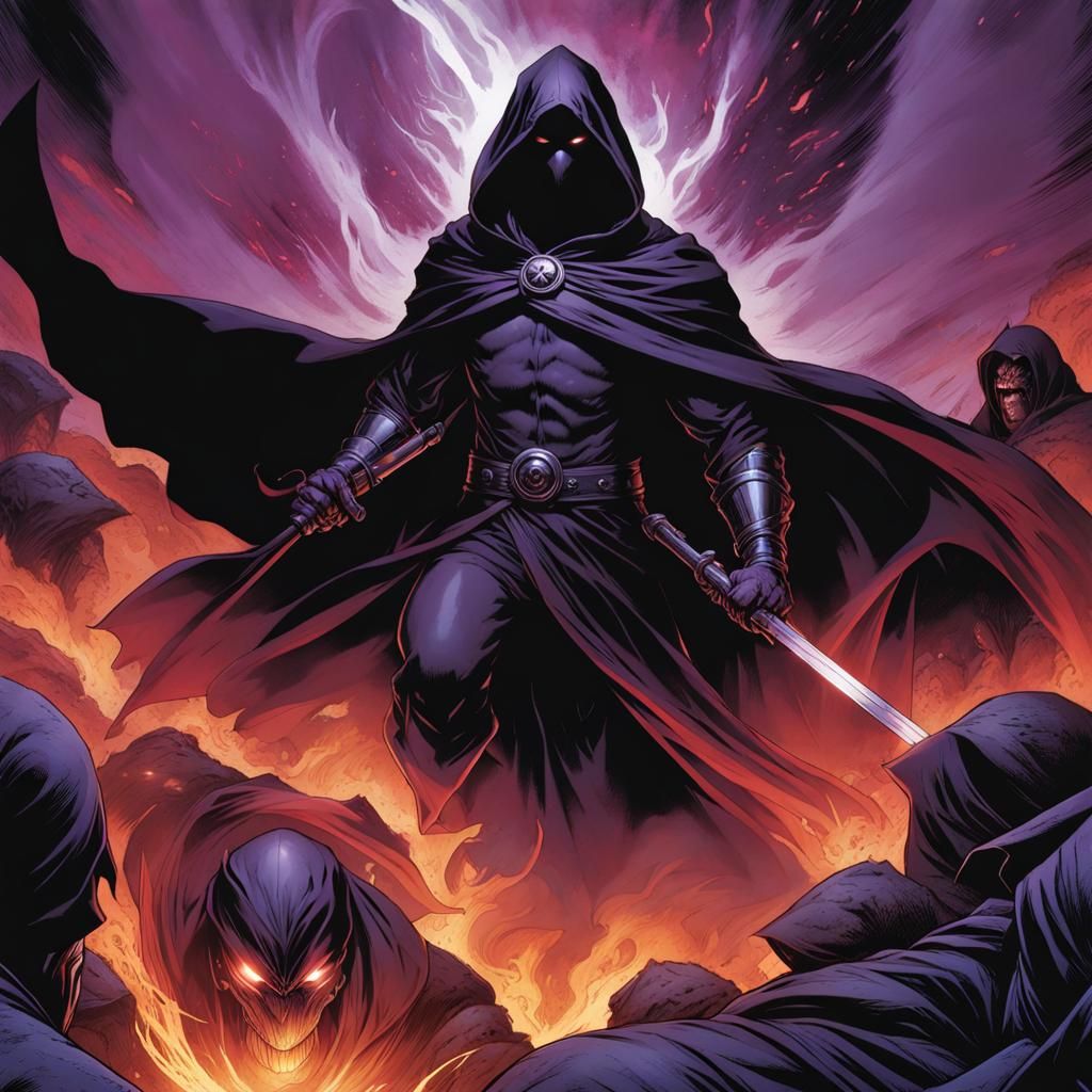 Smoky Entity in Combat Poses: Comic Book Art