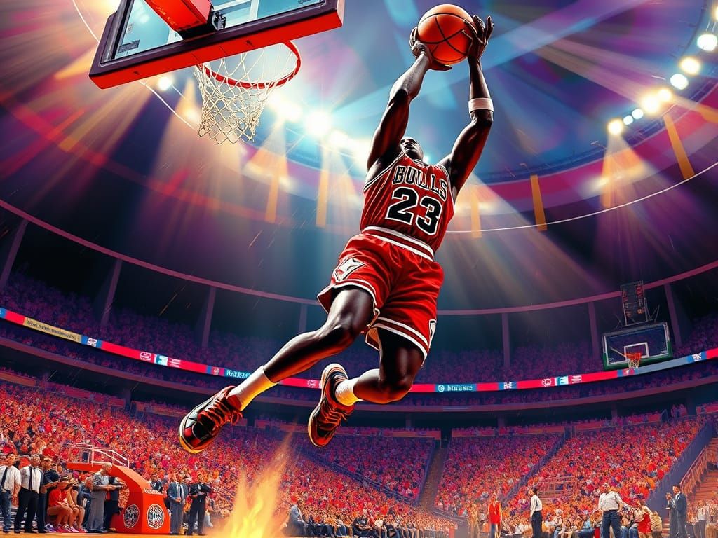 Michael Jordan Dunking: An Action Painting Illustration
