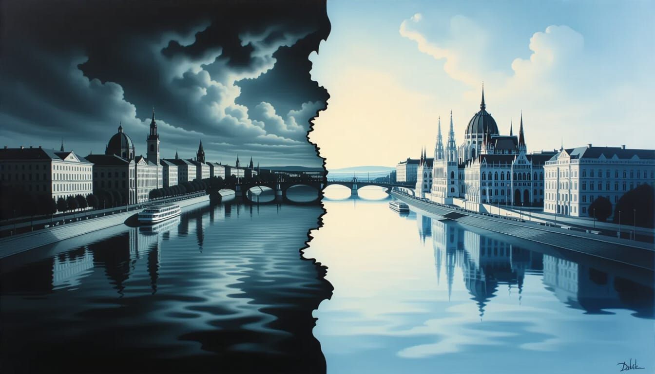 Surreal Vienna: Danube Splits into Two Realities