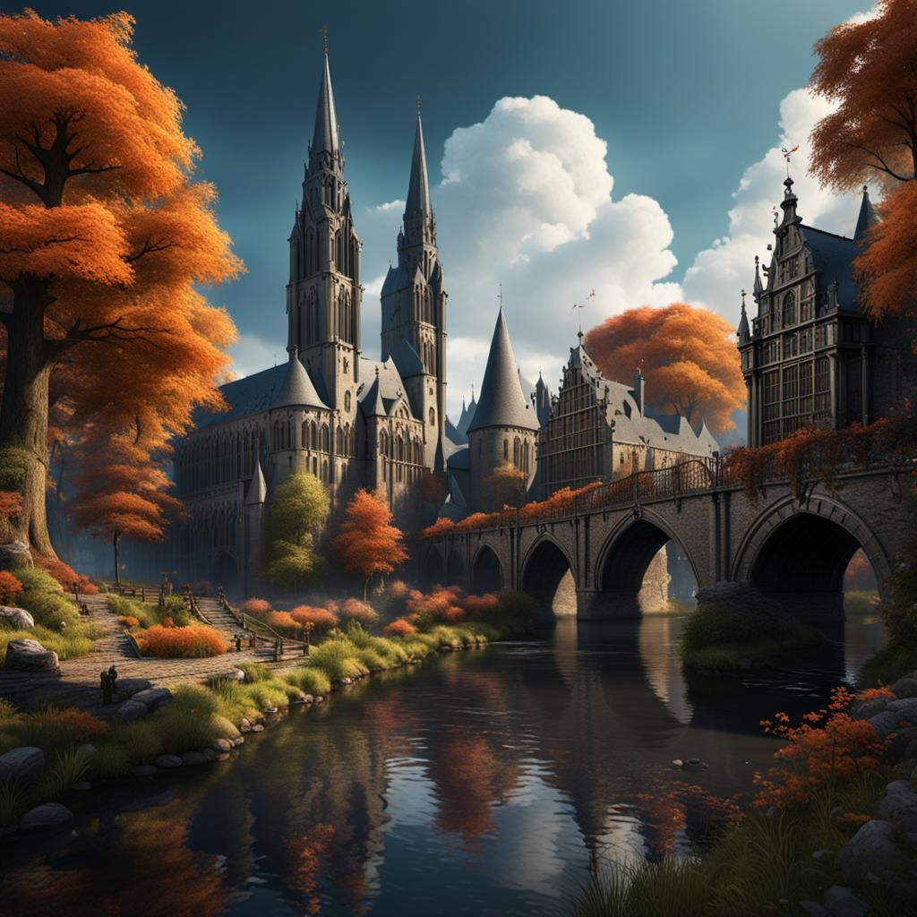 Fantastical Belgium in Detailed Matte Painting