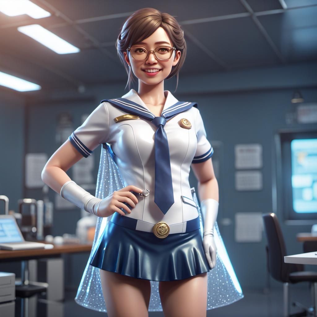 Heroic Woman Doctor in Graffiti Art Style