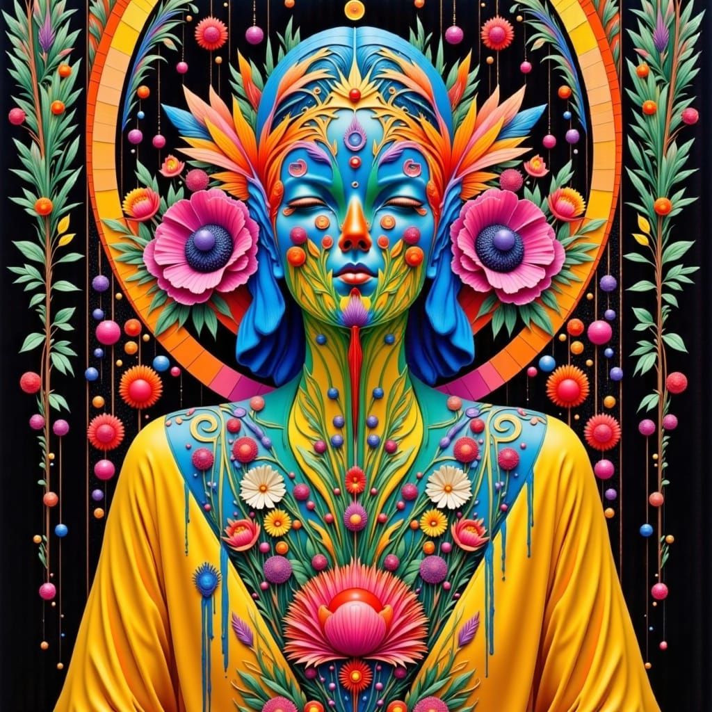 Lady Madonna in Abstract Surreal Hyperdetailed Style