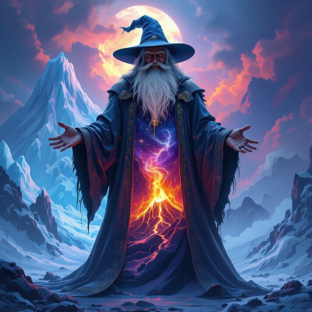 Mysterious Transparent Wizard With Universe Robe