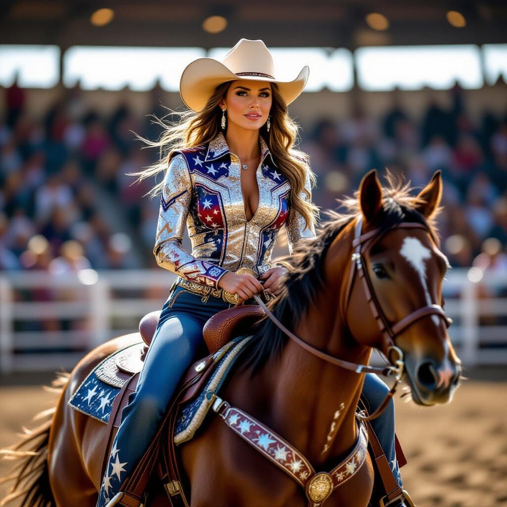 Like a rhinestone cowgirl
Riding out on a horse in a 
star-s...