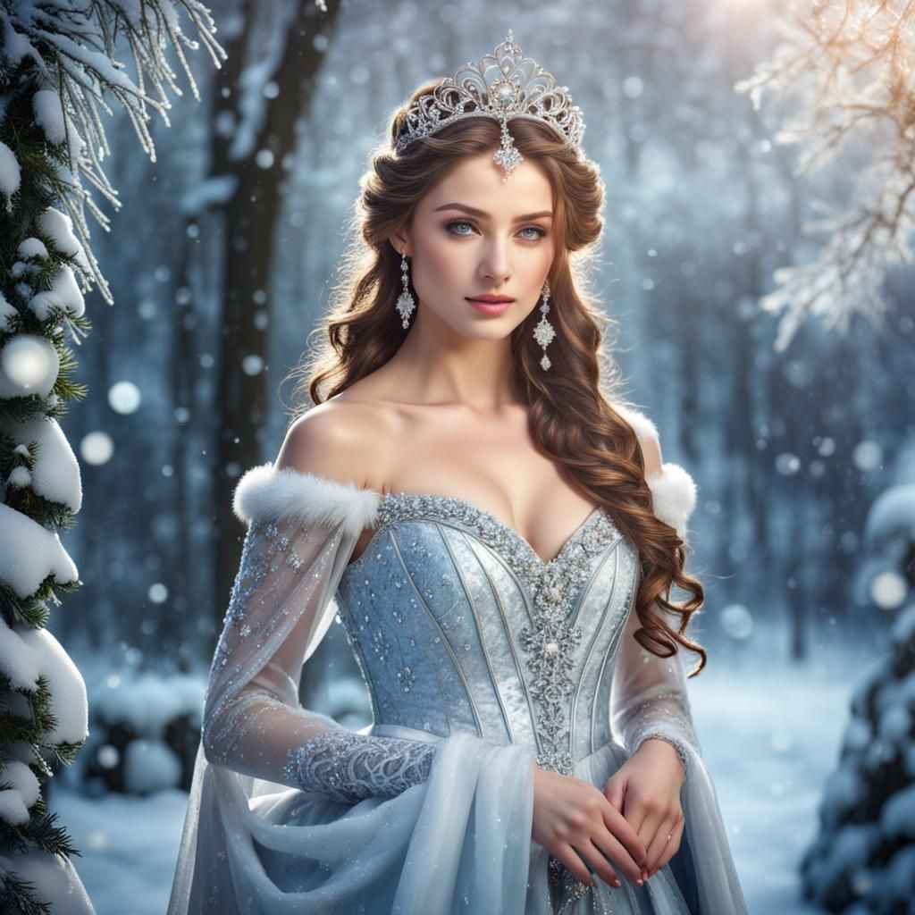 Winter Princess in Enchanted Garden - 8K Ultra HD Fantasy Ar...